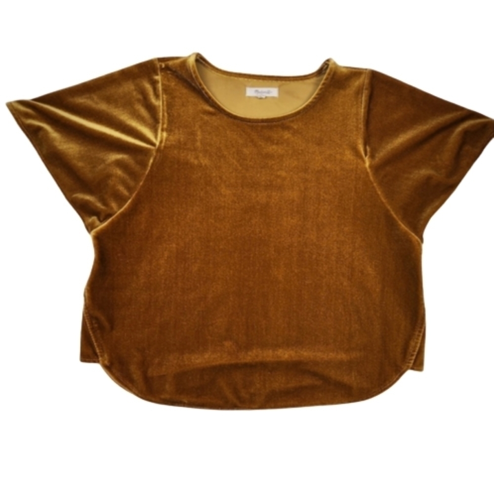Madewell Mustard Yellow Velvet Short Sleeve Top Size XS